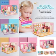 JOSALEM 3D Room Model Puzzle Toys, Cardboard Model Toys 3D Room Cardboard, 3D Stereo Puzzle Kitchen 