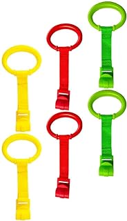MAGICLULU Baby Crib Pull Rings, 6pcs Baby Bed Stand Up Rings, 3 Colors Baby Cot Hanging Ring Walking Assistant Pull Up Ring for Infant Baby Toddler Stand Walker Training Tool