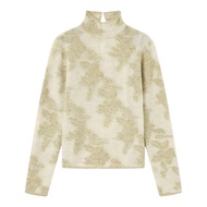 GANNI Women's Sheer Flower Jacquard Mockneck Top 600075433