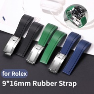 Waterproof Rubber Watch Band  for Rolex Oysterflex GMT Daytona Submariner Diver 20mm Straight End Bracelet Straps with 9*16mm Buckle