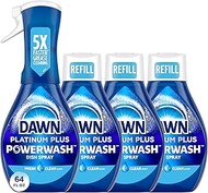 Dawn Platinum Powerwash Dish Spray, Dish Soap, Fresh Scent Bundle, 1 Spray (16oz) + 3 Refills (16oz
