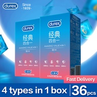 [Bundle of 2] Free Shipping 4 Types Natural Latex Durex Condom for Men Extra Lubricating Smooth Condom 36s
