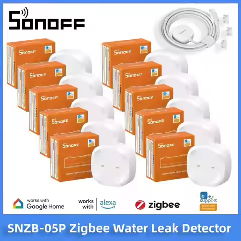 1-10PCS SONOFF SNZB-05P Zigbee 3.0 Water Leak Detector 5 Years Lifetime IP67 Waterproof Remote Contr