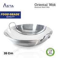 Asta Stainless Steel Frying Pan Oriental Wok Frying Pan 26 cm thick