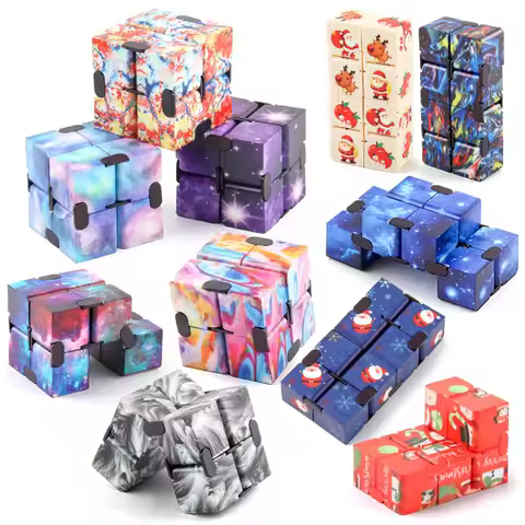9 Style Fidget Sensory Cube Toys Starry Sky Infinity Square Stress Relief Cube Fingertip Toys for Ch