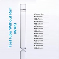 TEST TUBE 18X150 MM GLASS REACTION TUBE WITHOUT RIM IWAKI-9820TST18-150NP IWAKI IWAKI REACTION TUBE