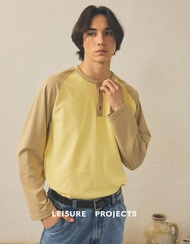 (Leisure Projects) HENLEY RAGLAN LONG SLEEVE T-SHIRT เสื้อเเขนยาวทรง henley raglan oversize
