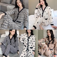 ♧Korean Luxury Sleepwear Long Sleeve Challis Pajama Walcotta Fabric Sleepwear Pajama Set For Women N