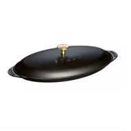 STAUB Cast Iron Fish Plate / Oval Dish with Lid, 31 cm, 0.7 L, Black