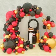 Red Black Gold Balloon Garland Arch Kit, Red Black Metallic Gold Confetti Balloons for Casino Theme New Year, Birthday Party, Graduation, Hollywood Theme Decoration Supplies