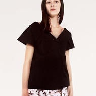 折り紙オープンカラーショートスリーブシャツ / ブラック / コットン100% / ハンドメイド / 日本製