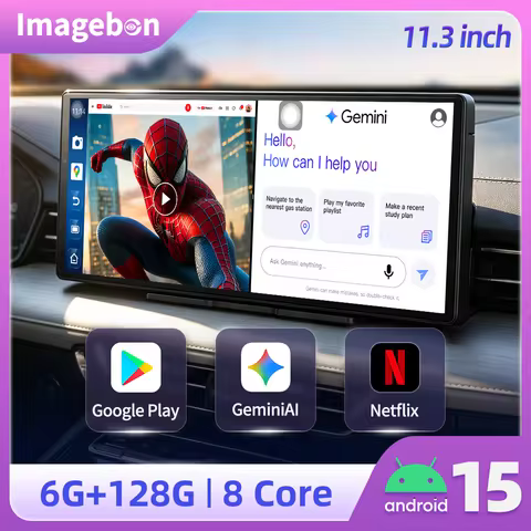 Imagebon 11.3" Android 15 Dashcam 8 Core 6G+128G Wireless CarPlay Android Auto Video Recorder OTA Up