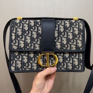 Dior 藍提花布霧金釦30 Montaigne小號肩斜背包