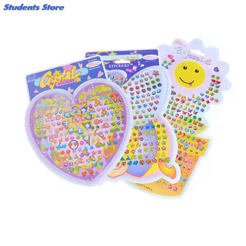 1Sheet Crystal Stickers Earring Cartoon Reward Wonderful Kindergarten Face Stickers Children Ear Rew