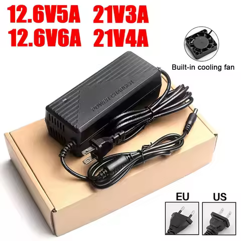 EU US Plug 21V 4A 3A Lithium Battery Pack Charger for Power Tool 5s 18V 21V Li-ion Battery Charger 1