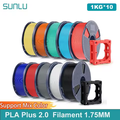 SUNLU 10KG PLA+2.0 3D Printer Filament Tougher and Stronger PLA Plus Filament 1000G/Roll 1.75mm 3D F
