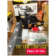 PRECO Chain Saw Heavy Duty 60cc 5200 16” / 18” / 20" / 22” Petrol Chainsaw Mesin Tebang Pokok {Free 2T Oil}