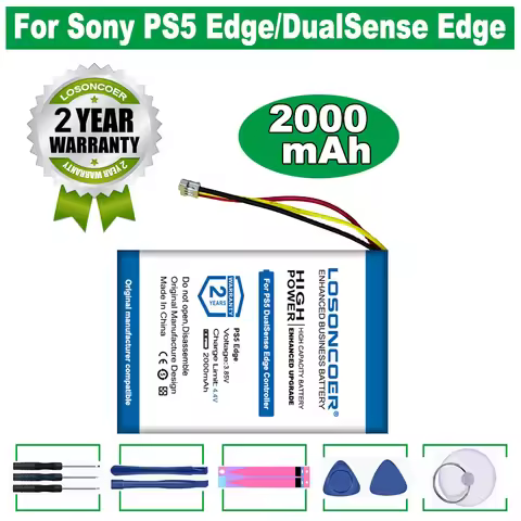 LOSONCOER Battery 2000mAh For Sony PS5 Edge Controller, For DualSense Edge Game Controller Polymer W