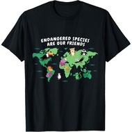 Animal Atlas Endangered Species World Map Children T-Shirt Mans