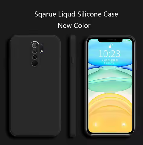 Luxury Square Silicone Case for Xiaomi Redmi 9 Cover Matte Case Redmi 9 Prime Soft Procect Cover Red