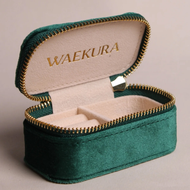 法國 Waekura 攜帶式絨面飾品收納盒 小 孔雀綠
