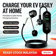 READY STOCK MALAYSIA Portable Type 2 EV Charger 3.5KW 8/10/13/16A Adjustable Current | UK 3Pin Plug 