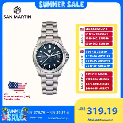 San Martin 39mm Miyota 9015 Turbine Guilloche MOP Dial Men Luxury Watch Automatic 3H Date Quick Adju