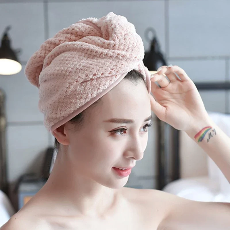 Handuk Keramas Hair Wrap Drying Towel Microfiber Pengering Rambut Kepala Cepat Kering Turban Mandi