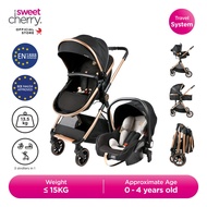 Sweet Cherry 3-in-1 Convertible High Landscape Baby Stroller with Infant Carrier Car Seat Q28 Magna 
