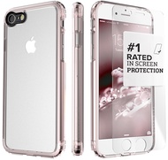 【Saharacase】撒哈拉 輕透款 iPhone7/8 (4.7吋) 手機殼(9H玻璃保護貼+貼膜神器+安裝組) 玫瑰金透