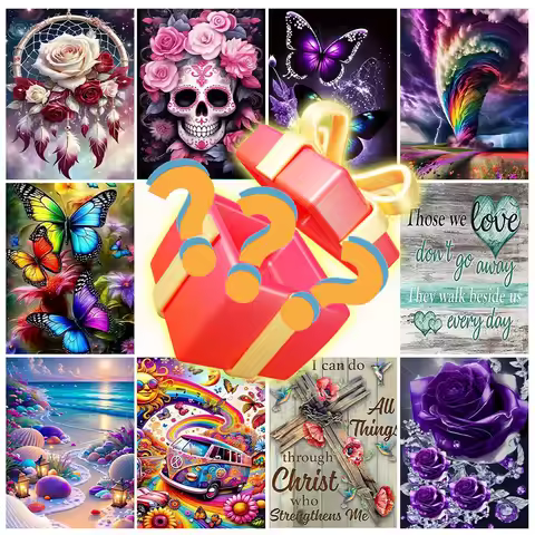 1 Pack Diamond Painting Kit Surprise Gift with Random Pattern Full Round Mosaic 5D DIY Cross Stitch 