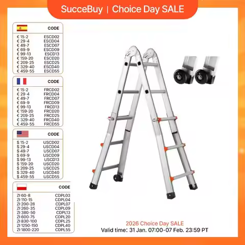 SucceBuy Telescoping Ladder A Frame Compact Aluminum Extension Ladder Multi-Function Portable Collap