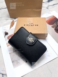 💜COACH 蔻馳 女士中長款純皮對摺銀包 零錢包 卡包 請認證mia12138.賣家 生日禮物  Wallet card clip birthday present