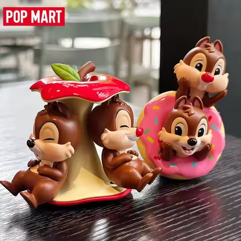 POP MART Disney Chip And Dale Figurine Blind Box Flocked Desktop Ornament Collectible Home Decor Gif