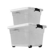 53L 75L Transparent Plastic Storage Box with Wheels