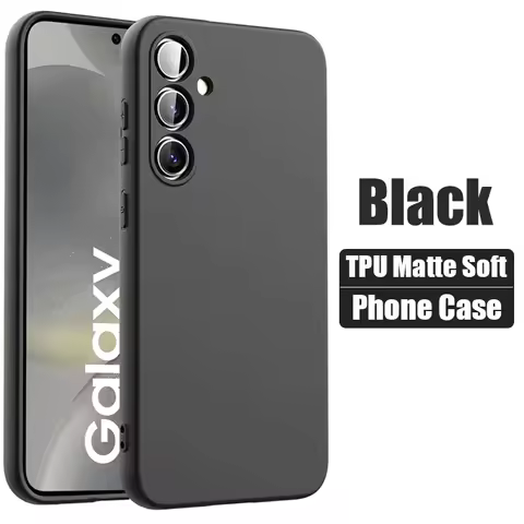 Black Phone Case For Samsung Galaxy S25 S24 Ultra S23 Fe S22 Plus S25 Edge Matte Soft Case For Samsu