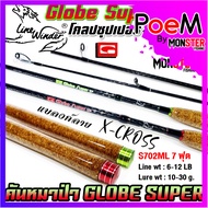 คันตกปลา คันสปินนิ่งหมาป่า LINE WINDER รุ่น GLOBE SUPER ด้ามก๊อกเคลือบ (คันสปิ้นแบบ 2 ท่อน)