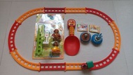 絕版 正版 日版 嬰幼兒玩具 Anpanman 麵包超人 火車組合 咖喱包超人 細菌人 細菌小子 藍精靈 一套