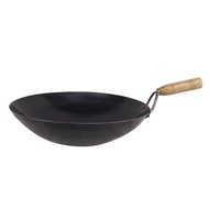 [Zhijiu Props House] Made In Taiwan Wooden Handle Yandong Pan Iron Chinese Wok Black