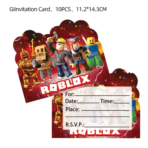 Hot Roblox Theme Invitation Card Mini Greeting Card Single-Page Type Event Birthday Party Supplies W