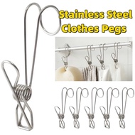 Kitchen Organizer Pegs Clothing Socks Metal Clamp/ Stainless Steel Clothes Pegs/ Multipurpos Bathroom Towel Hook Clip/ Long Tail Clip Hanger with Hook To Dry Clothes