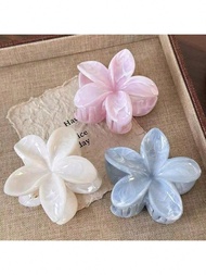 3pcs/Set Women's 7cm/2.76in Pink, White, Blue Flower Shaped Fairy Cute Large Lightweight Plastic Hai