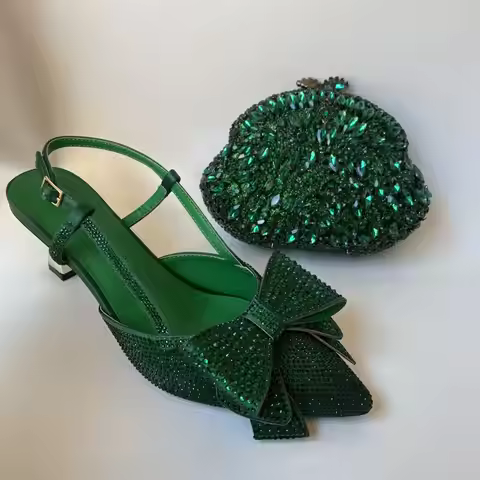INSIGHTLINK Nigerian Wedding Matching Shose and Purse with Rhinestone Wedding Sandal Bride Italian S