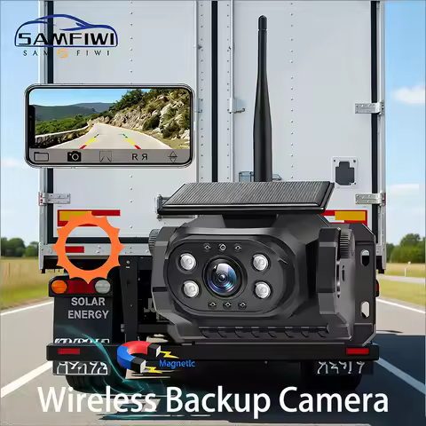 Magnetic Base Solar Wireless WiFi Cameras 1080P Rear View Backup Camera for iPhone Android Built-In 