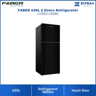 FABER 430L 2 Door Refrigerator LUSSO 432BK | 20x Stronger Tempered Glass Tray | Refrigerant R600a | 