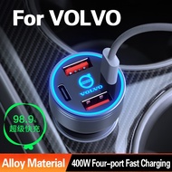 Car Phone Quick Charger For VOLVO 400W Type C USB PD QC3.0 Four-port Fast Charging for Volvo S60 C40