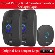 Kerui Wireless Doorbell Waterproof Door Bell Home Door Bell 2 Receiver - Black