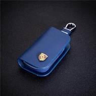 เคสที่ห้อยกุญแจรถยนต์หนังแท้สำหรับ Porsche Macan Panamera Cayman Cayenne Coupe Carrera 911 970 986 987 981 991 996 918สไปเดอร์ที่ใส่อุปกรณ์ป้องกันรีโมทกระเป๋าเก็บของกระเป๋าสตางค์กระเป๋าป้องกันพวงกุญแจ