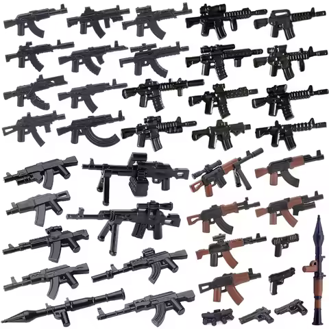Military Weapon Building Blocks Soldier Figures Accessories Rifle Two-color Machine Gun Soviet RPG 9