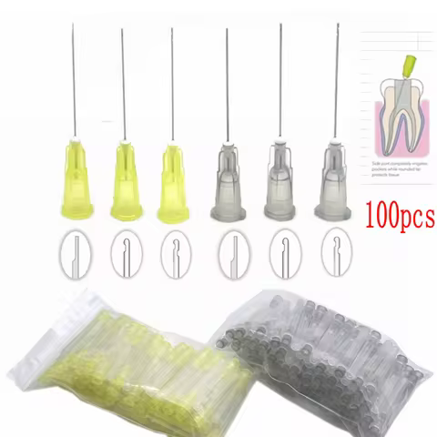 100Pcs Dental Needle Tip Endo Irrigation End-Closed Side Hole Endo Syringe Root Canal Washing Needle